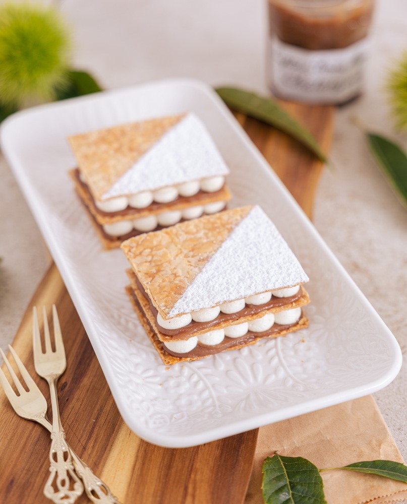 Preprosti kostanjev mille feuille